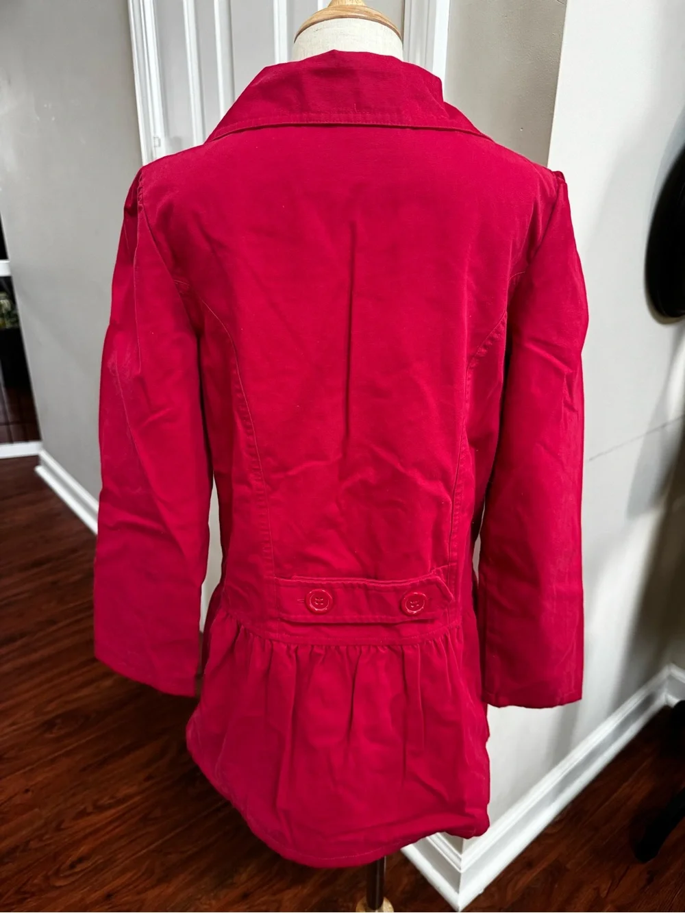 ❤️ Gymboree Peacoat 100% Cotton Red Double-Breasted Heart Print Lining Classic